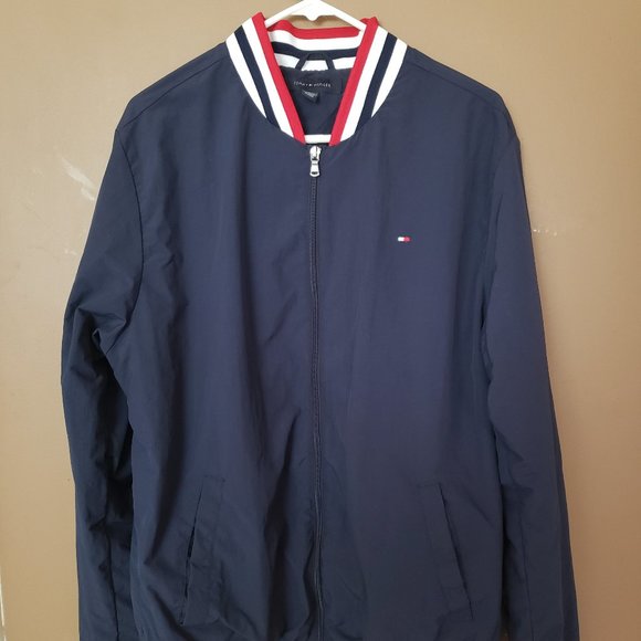 Tommy Hilger Blue Bomber Jacket Size Large - Gently Used - Picture 1 of 6